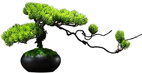 Künstlicher Bonsai-Baum Künstlicher Bonsai-Baum – künstliche Pflanzendekoration, 20,3 cm große künstliche Zimmerpflanzen im Topf, wunderschöne Kiefern-Bonsai-Pflanze, zur Dekoration auf dem Schreibtis