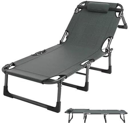 Reisebett Erwachsene Klappbar Tragfähigkeit 250kg Rückenlehne in 4 Stufen Verstellbar, Leichtes Feldbett Klappbar für Camping, Outdoor, Indoor(68x191CM)