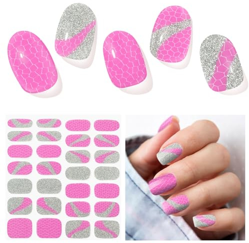 DUKASOU Gel Nail Strips - 28 pcs Gel Nail Stickers-Full Wraps- Salon Quality Soft Holy Gels Nails Stickers UV- Long Lasting, UV Lamp Compatible, Easy to Carry Holy Gel& Use & Remove