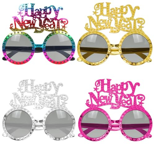 Meleager Silvester Brillen, Frohes Neues Jahr Brillen,Happy New Year Brille, Lustige Brillen Silvester, Partybrille Silvester, Silvester Accessoires Foto Requisiten für Party