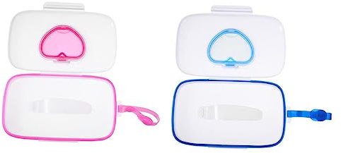 BESTonZON 2st Bärbara Våtservettboxar För Barnvagn Assorterade Färger Återanvändbar Hållare För Fuktiga Servetter Lättåtkomlig Design För Förvaring Våtservetter