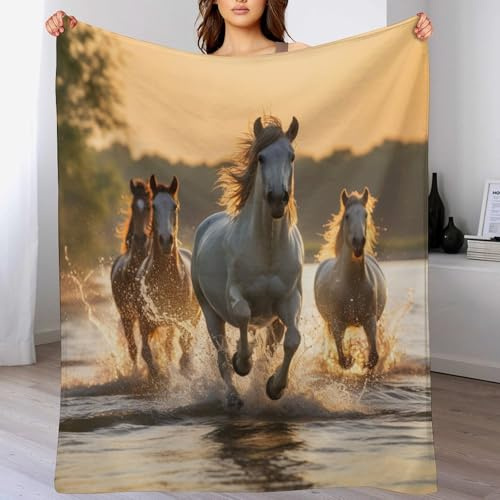 AAPZY Couverture Polaire avec Motif De Cheval, en Flannel Douce Chaude Et Confortable, pour Canapé Ou Lit. Linge De Lit Couvre-lit Couverture （150×200cm）