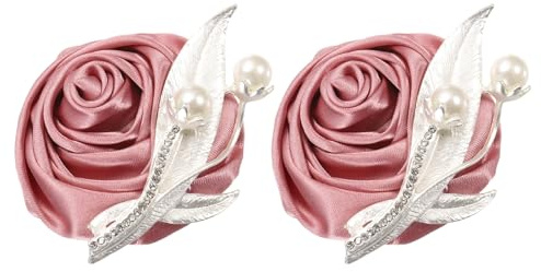 sourcing map 2 Stück Boutonniere für Männer/Frauen, Rose Gold Bräutigam Corsage Künstliche Blume mit Halterung Pin für Hochzeit Dekoration, Zeremonie, Abschlussball, Heimkehr