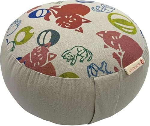 momoten [Exklusive Marke von Amazon] Mini-Zafu-Kissen für Zen-Meditation, Yoga, Achtsamkeit, Meditationsbälle und Katzen oben und unten (Beige)