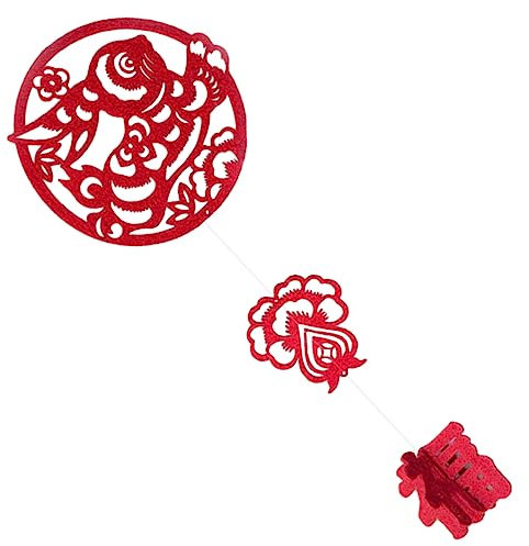 Zerodeko 4 Stück Nonwoven-Kaninchen-anhänger Wohnzimmer-wanddekoration Aufkleber Für Heißluftballons Wolkendekorationen Hängen Chinesisches Fu-Zeichen, Hängende Verzierung Rot Nicht Gewebt
