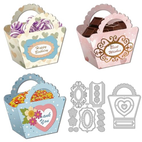 DELORIGIN 3D Stanzformen Für Bonbonschachteln Stanzformen Aus Karbonstahl Taschenschablonen Scrapbooking Prägevorlage Für Die Kartengestaltung Geburtstagsgeschenkbox Albumgestaltung Basteldekor
