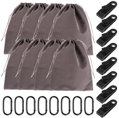 Sophisticate Tragbare Gewichtstasche für Pavillon-Vorhänge im Freien,Zeltplane-Gewichtstasche,8 Gewichtstaschen und 8 Karabiner,8 Clips,Geeignet zum Befestigen von Camping,Zelten,Tischdecken