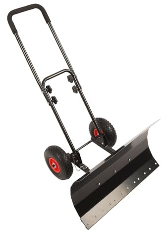 Metall Schneeschaufel, 45 -Zoll -Schneepflug Schaufel mit Rädern, Einstellbarem Griff, Effiziente Schneeabbau für Auffahrt, Decks, Türsteige, Bürgersteige