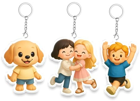 Pahdecor Porte-clés personnalisable en acrylique avec photo de poupée AI, créez votre propre image, porte-clés à suspendre, petit accessoire adapté pour les amis et la famille, bon cadeau de