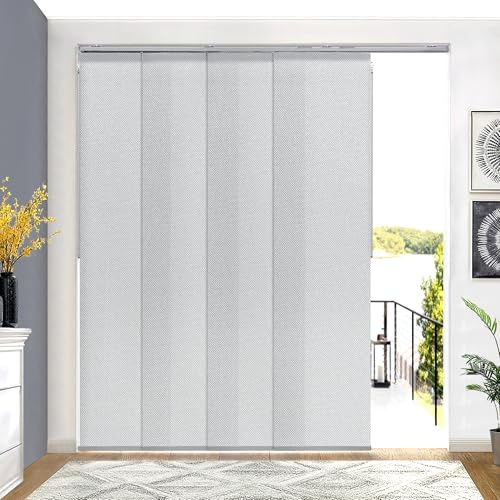 Lazblinds Adjustable Blackout Vertical Blinds for Sliding Doors, Extendable Track (45 3/4'' - 82 5/8'' W), Trimmable Panels Up to 96” H for Room Divider & Patio Door, Grey Light Filtering