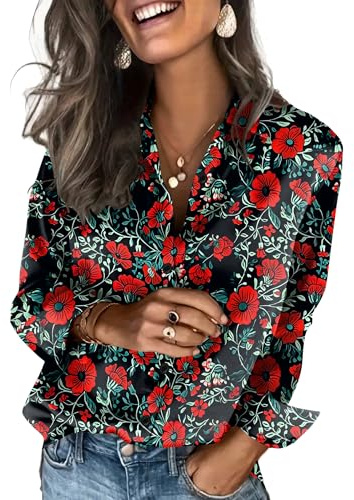 Zeagoo Long Sleeve Blouses for Women Dressy Satin Blouses for Women Silk Button Down Shirts Long Sleeve Business Casual Tops