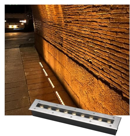 QICBYING Rectangular Outdoor Recessed Spot Light - Ground LED Landscape Lights, IP65 Waterproof Garden Buried Lights, AC85-265V LED Floor Spotlight, Outdoors Terraces Lighting(Yellow,24w)