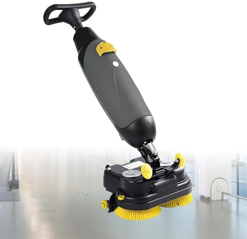 Autolaveuse Commerciale Compacte 17, Laveuse Sécheuse Électrique 3-en-1 Poussée à la Main, Réservoir Double, Batterie 80 min, Pour Carrelage, Parquet, Hôtels et Espaces Commerciaux(Gray)