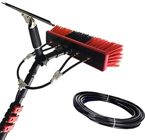 DJXLMN Spazzola per la pulizia del palo estensibile con lavavetri e rondella spray per finestre esterne e pannelli solari in vetro