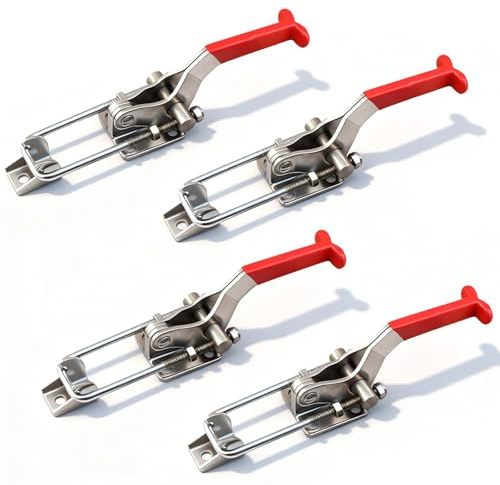 4 Stück Metall Kniehebelspanner, Spannverschluss Verstellbar Schnappverschluss GH-431 Klipper Kappenschloss Hebel Verschluss Quick Fixture Kniehebelspanner für Schrank Kisten Koffer