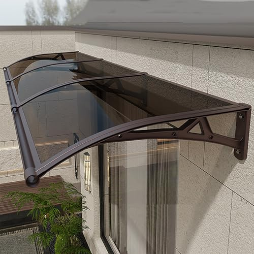 LIMENQIN Window Awning Door Canopy, Polycarbonate Front Door Canopy, Exterior Awnings for Entrance, Aluminum Alloy Bracket, for UV Rain Snow Protection(80x180cm/31.5x70.8inch)