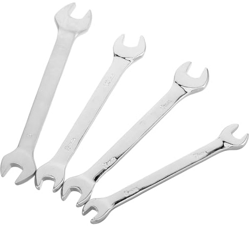 Mikikit 4 piezas Llave de Boca Doble Cabeza Llave Delgada Extremo Abierto Herramienta para Reparación Automotriz y Mantenimiento Alcance Extendido para Espacios Estrechos