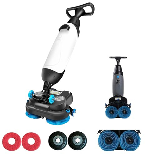 LADECNERHT Mini Lavasciuga Pavimenti Automatica a Batteria, con Pista di Pulizia da 43 Cm, Autonomia di 90 Minuti, 240 Giri/Min, per Piccoli Spazi Commerciali, Uffici, Negozi E Altro White
