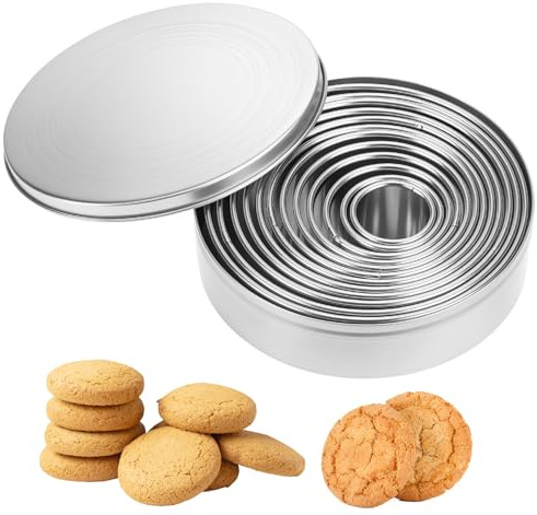 QWORK® 12 tamaños de cortadores redondos Ø3-12cm - Acero inoxidable 304 con caja de almacenamiento - Accesorios de cocina DIY