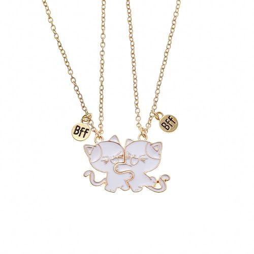ShanBye Chaînes d'amitié,2 PCS Collier d'amitié avec Pendentif Chat Amis Cadeaux Amitié Pendentif Collier Colliers de Chat Mignons pour Filles pour les Meilleurs Amis ou les Couples