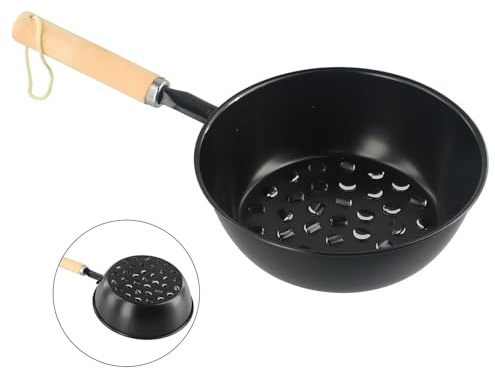 FACAIIO BBQ Holzkohle-Startertopf mit Holzgriff, Eisenkonstruktion für sicheres und einfaches Anzünden, für Holzkohlegrill, 16 x 5,5 cm