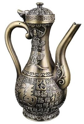 Set di vino liquore cinese-barattolo di vino e bicchieri in bronzo retrò per la decorazione della casa(BronzoBaifu(singlepot))