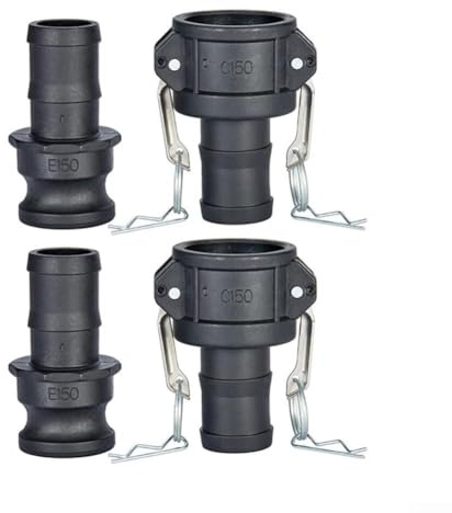 Kamlåsbeslag, 1-1/2 tum C E typ PP polypropen hona koppling hanadapter set för slanganslutning, 2-pack