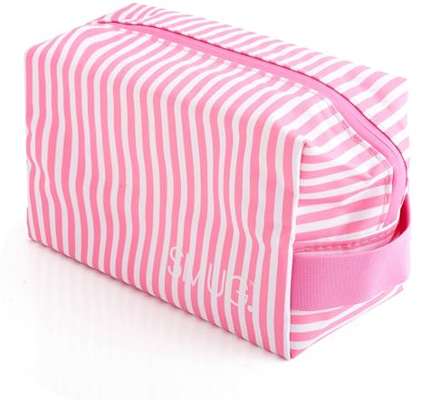 SMUG Toiletry Bag | Waterproof Travel Toiletry Bag for Gym, Shower, Shaving, Cosmetics & Makeup | Small Washbag for Men & Women | Stylish, Spacious & Easy to Clean| Candy Stripe