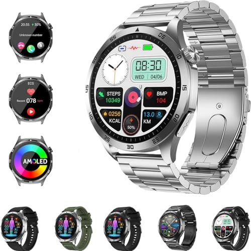 BEYERSWERK Alpha Pro Neu Smartwatch 1,43 AMOLED Fitness Gesundheitsuhr, EKG/BMI, 24h Herzfrequenz/Blutdruck/SPO2, Schlaf/Apnoe Überwachung, Bluetooth-Anrufe, SOS-Notruf, iOS&Android kompatibel (D)