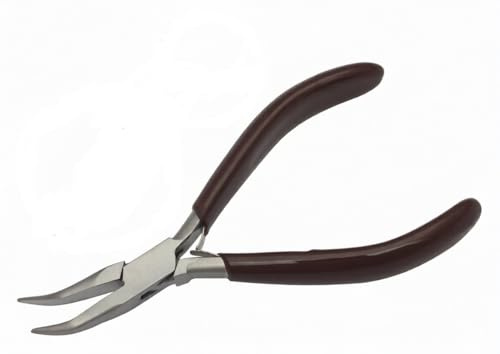 Ergonomic Comfort Bent Chain Nose Pliers, 5.5 Inch, Stainless Steel with PVC Grips for Jewellery Crafts Making and Hobby