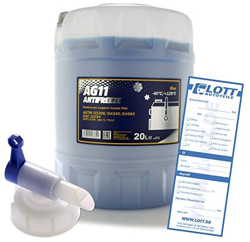 MANNOL 20L Frostschutz Longterm Antifreeze AG11 bis -40° Kühlerfrostschutz Kühlmittel blau Fertiggemisch + Auslaufhahn