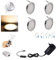 AIBOO LED Lampe Sous Meuble Cuisine avec Telecommande RF Sans Fil, Rond Ultra Slim Eclairage Encastré pour Placard, Prise Européenne, 4 Paquets Lumières LED pour vitrine 12V 8W (Blanc Chaude2700K)