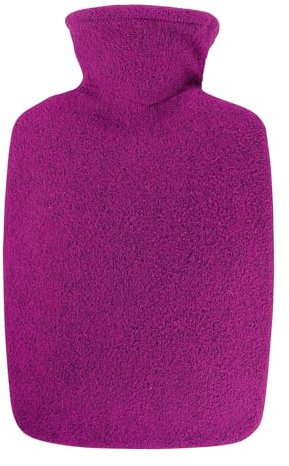 Hugo Frosch Wärmflasche Klassik 1,8l – Made in Germany – mit weichem Strickbezug Filzoptik Himbeer-Rot – große, auslaufsichere & geruchsneutrale Bettflasche – mit waschbarem Bezug