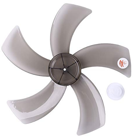 TiaoBug Kunststoff Lüfterflügel 5 Blätter mit Mutter Abdeckung Ersatz Blätter für 16 Zoll Standing Tischventilator Allgemeine Haushaltszubehör Schwarz 36cm