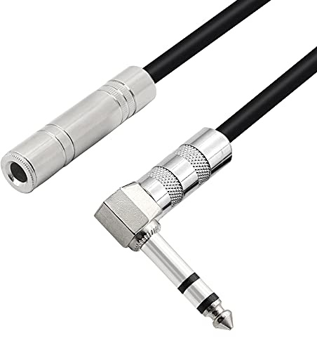 PNGKNYOCN 6,35 mm Stereo-Verlängerungskabel, rechtwinklig, Stecker auf Buchse, TRS Stereo-Audiokabel für Verstärker, Gitarren, Heimkino-Ausrüstung usw. (50 cm)
