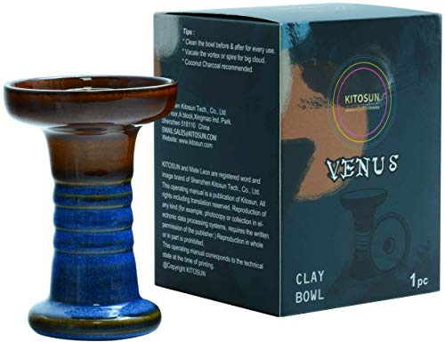 Afoosoo Shisha Bowl 100% Raw Clay with Glaze Phunnel Shisha Bowl with Spire Perfect Work with Heat Management System for Better Shisha Angullia Smoking (Denim Blue)