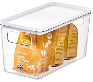 iDesign Aufbewahrungsbox, Vorratsbehälter by Rosanna Pansino, Plastikbox aus recyceltem Kunststoff mit Griffen und Deckel, durchsichtig und weiß