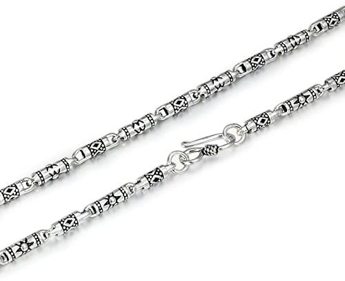Daesar Silber Kette 65CM Herren ohne Anhänger, 4MM Sonne Gliederkette mit Hakenverschluss Halskette 925 Silber Silber Charms Partnerkette Freundschaftskette
