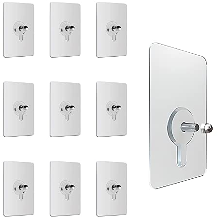 VOSSOT Klebe Schrauben, Klebehaken, Haken Selbstklebend, Bilderhaken Selbstklebend, Jedes Stück Schrauben Aufkleber Kann 7 Kg Tragen (10 Pcs)