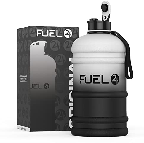 Fuel24 Jug – 2,2 l Wasserflasche – extra starkes Flex-Material – sturzsicher, Pop-Verschluss – große Sportflasche für Fitnessstudio, BPA-frei (Mono)