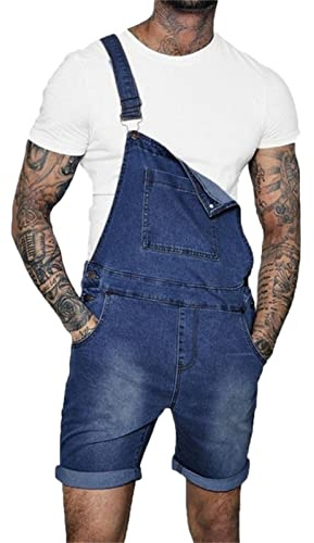 EACH WOMEN Short en Jean en détresse Salopette pour Homme Lettre Imprimé Salopette Court Jeans décontractés Barboteuses Combinaison Vêtements de Travail