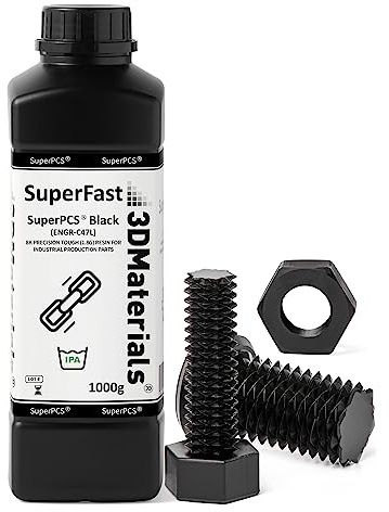 SuperPCS 3D-Drucker Harz, härtestes und schnellstes, 50 µm, 1,8 GPA, Druck in 1,5 Sek., Hergestellt in Korea von 3DMaterials (1000g, Schwarz)