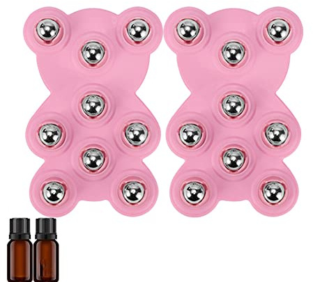 2St Roller Ball Body Massage Handske Nio Bead Massager Med Eterisk Olja Smärtlindring Relax Massager Dredging Gnuggning Belly Calf Belly,Pink,Steel Ball