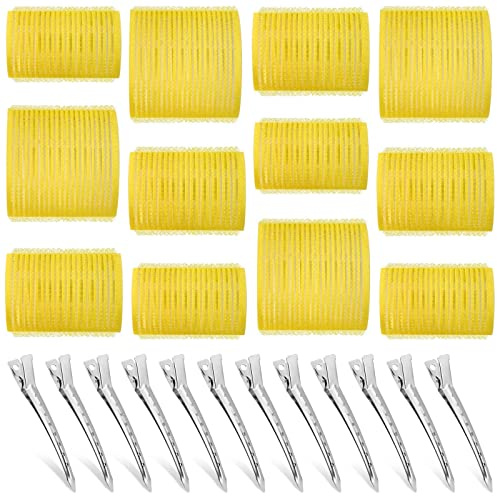 Self Grip Hair Rollers Curlers Set - 24 Pieces with 3 Sizes (4 Jumbo, 4 Large & 4 Medium) and 12 Clips for All Hair Types