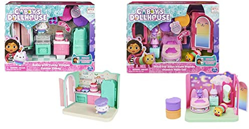 Gabby‘s Dollhouse & Gabby‘s Dollhouse Deluxe Raum, Sweet Dreams, Schlafzimmer mit Kuschelkatze Pillow Cat und 3 Zubehörteilen, 3 Möbelstücken und 2 Überraschungsboxen, geeignet für Kinder ab 3 Jahren