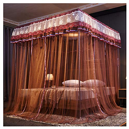 KAZUP Luxus-Prinzessin, 3 seitliche Öffnungen, Himmelbett-Vorhang, Baldachin, Moskitonetz, Netz für Mädchen bis King-Size-Betten, einfaches Installationssystem (Größe: 200 x 220 x 200 cm, Farbe: A