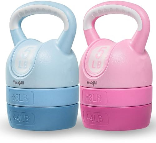 Yes4All Verstellbare Kugelhantel 5,4 kg – Pink & Blaugrün Set – Kugelhantel-Sets für Zuhause Fitnessstudio 2,3 kg – 5,4 kg verstellbares Kugelhantel-Set, Heimgewicht-Set für Frauen, Gewichtsset für