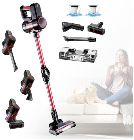 MeLtor Balai Vapeur Sans Fil 5 en 1 Compact - Puissant 16000Pa, Aspirateur Nettoyeur Vapeur Pour Voiture, Maison, Bureaux, Poils D'animaux