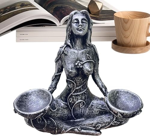 PUCHEN Mutter Erde Statue,Göttin Statue | Harz-Mutter-Erde-Göttin-Skulptur,Göttin Erde Harz Dekorationen Kristallkugel Basis, dekorative Home Art, für Höhle, Wohnung