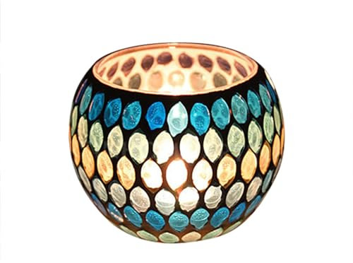 MIATTCLD Mosaic Glass Tea Light Holders Romantic Votive Candle Holder (F)